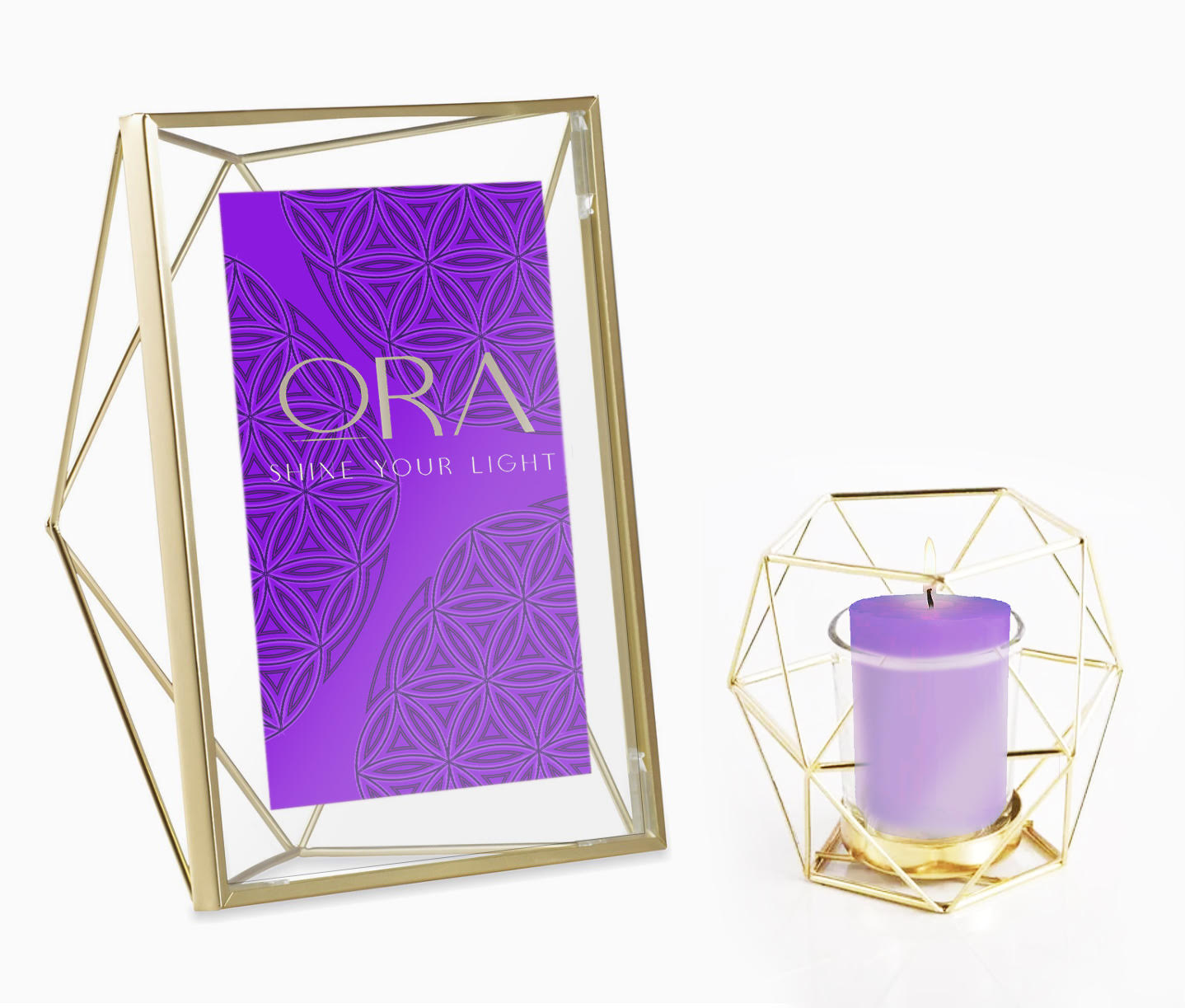 Ora Shine Your Light Candle and Floating Frame Package