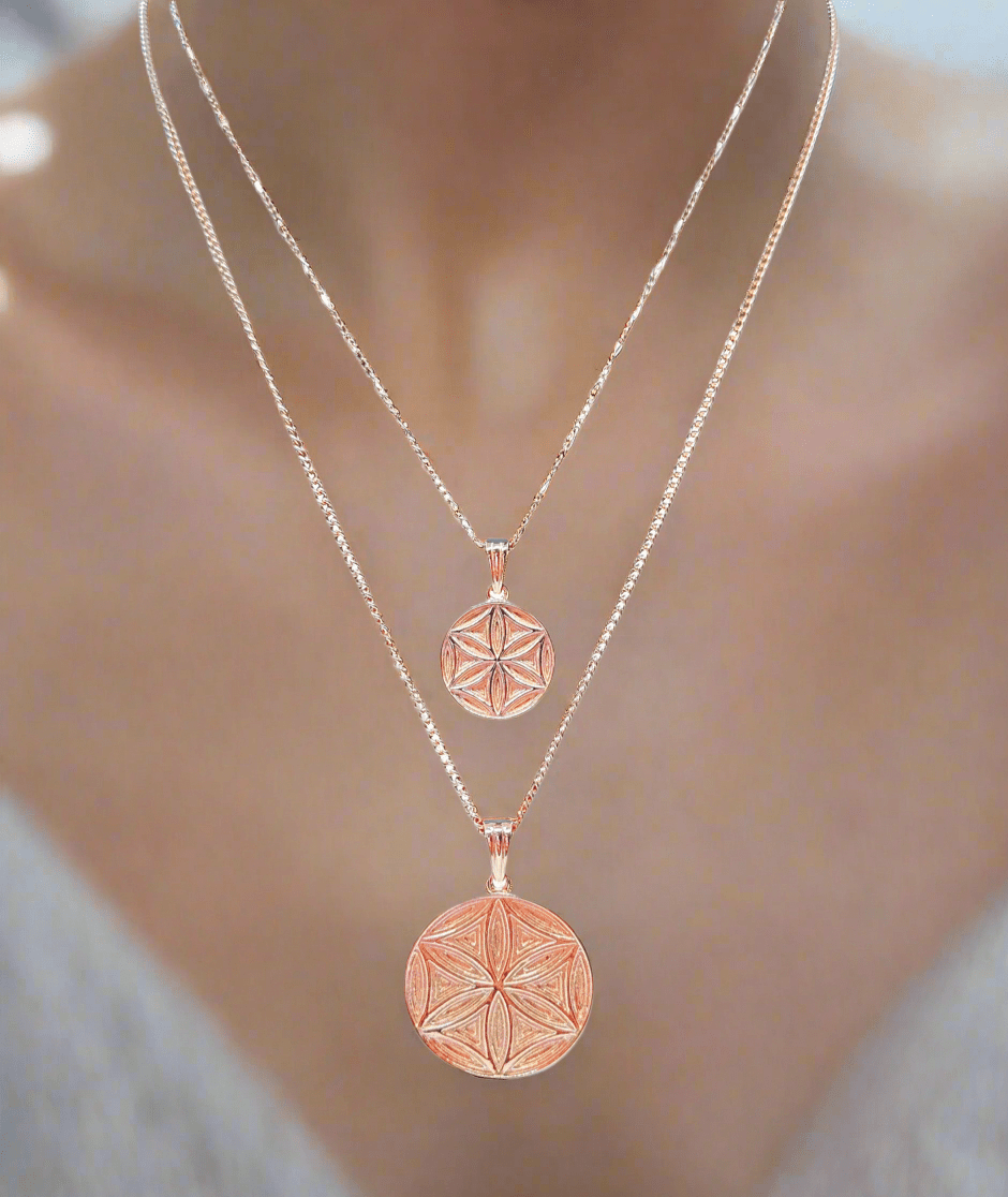 ORA Flower Of Life Double Pendant Necklace - Ora Shine Your Light